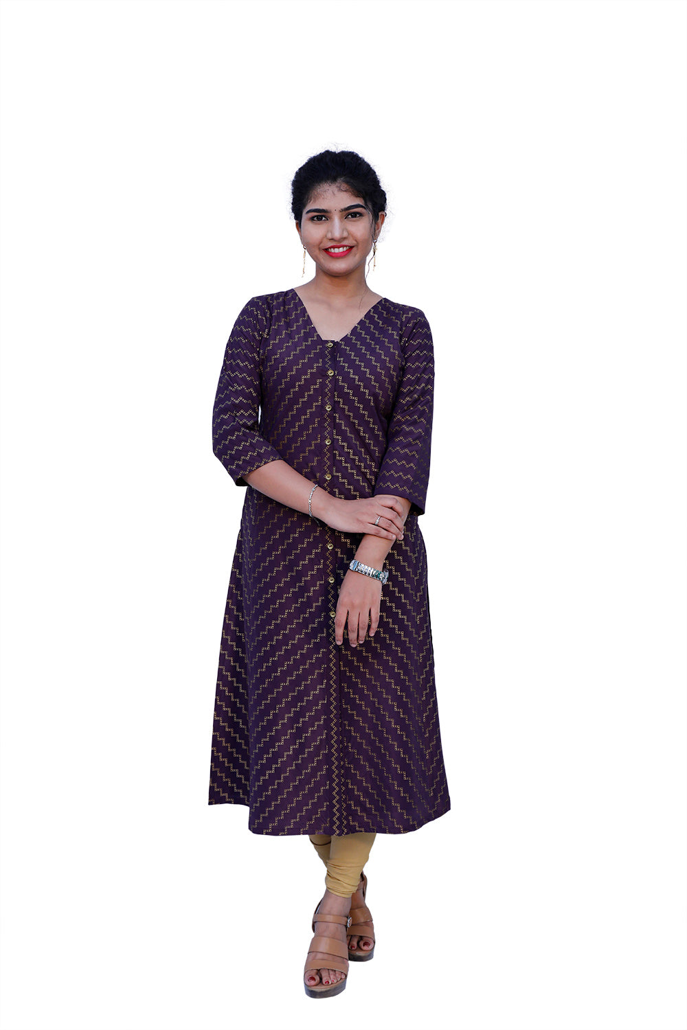 Women Fit and Flare voilet Dress | S3K536
