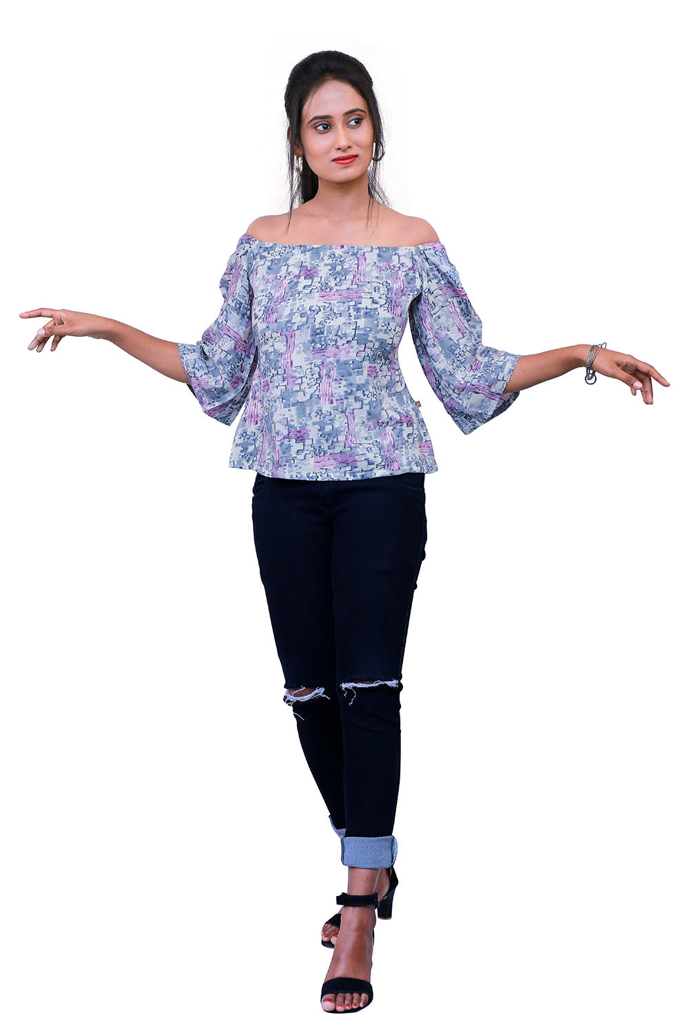 Purple & Grey Short Top | S3T233