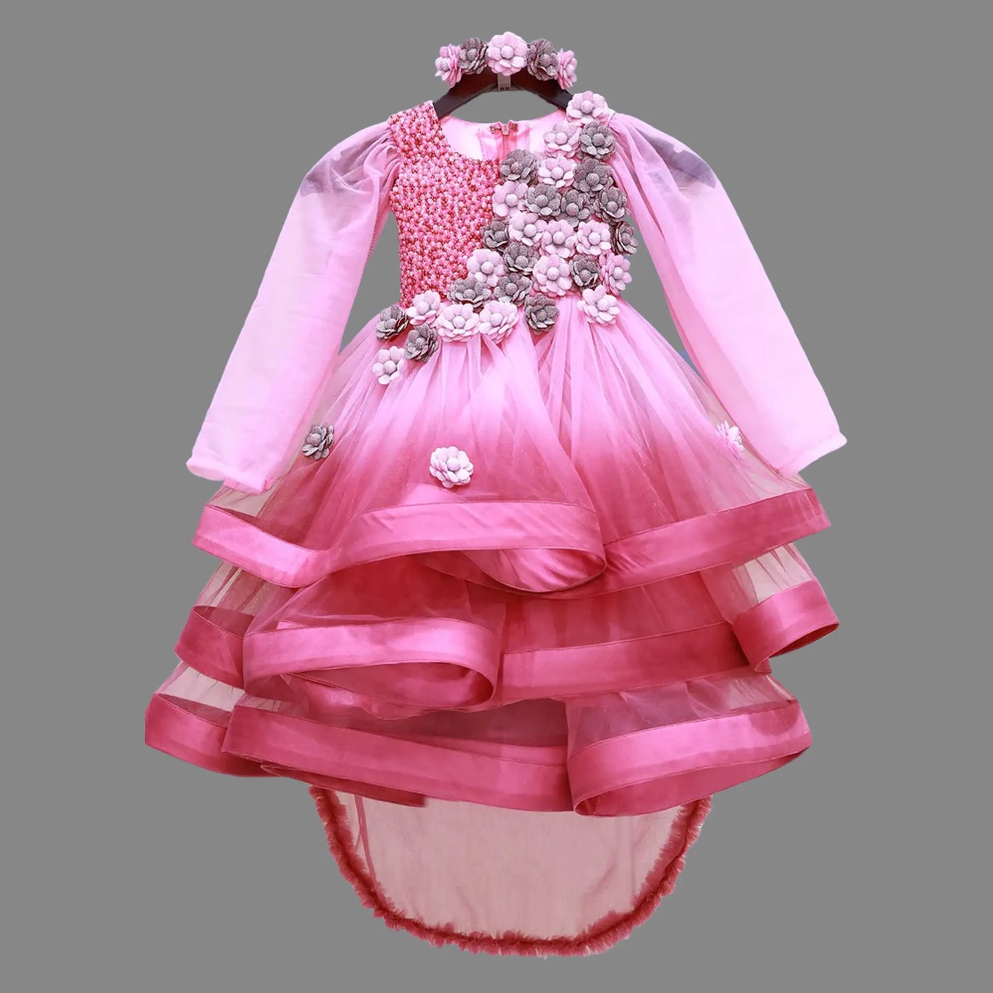 Pink Premium Customized Baby Girl Birthday Dress | S3BD