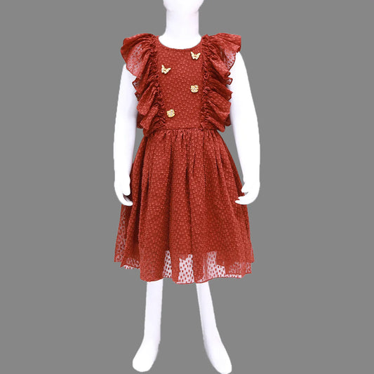 Maroon Ruffles Baby Girl Frock | KIDS FROCK