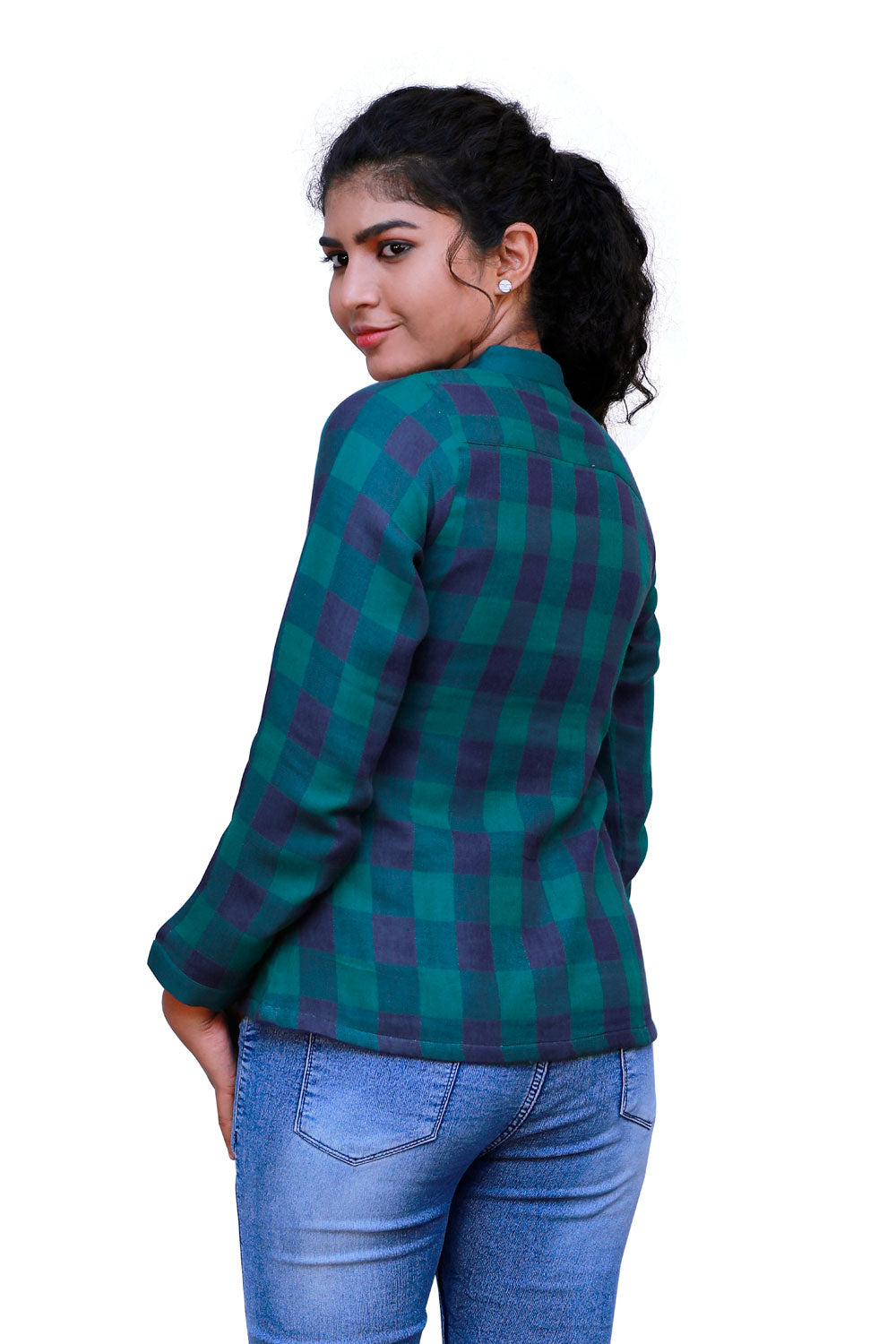 Blue and Green check shirt for Women | S3S278