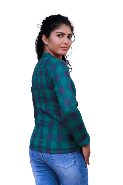 Blue and Green check shirt for Women | S3S278