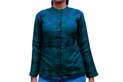 Blue and Green check shirt for Women | S3S278