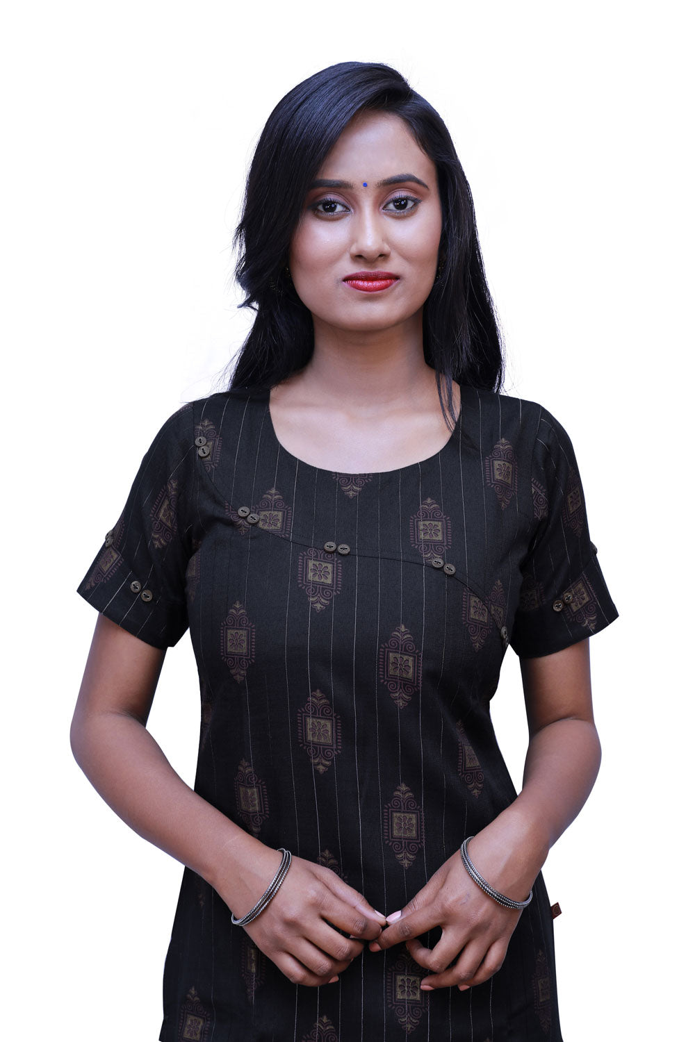 Women Printed Zari Line Straight Kurthi | S3X197
