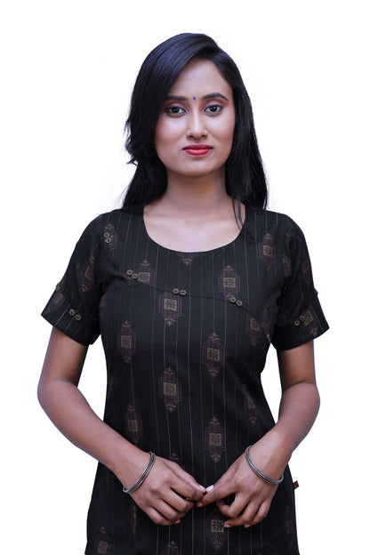 Women Printed Zari Line Straight Kurthi | S3X197