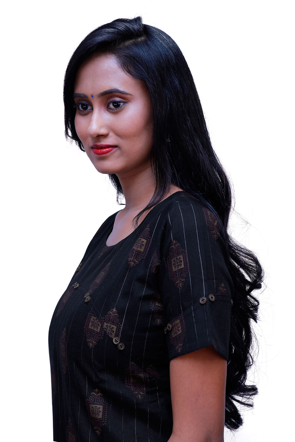 Women Printed Zari Line Straight Kurthi | S3X197