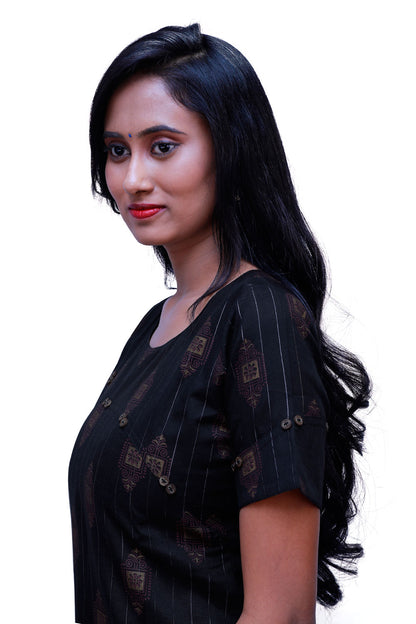 Women Printed Zari Line Straight Kurthi | S3X197