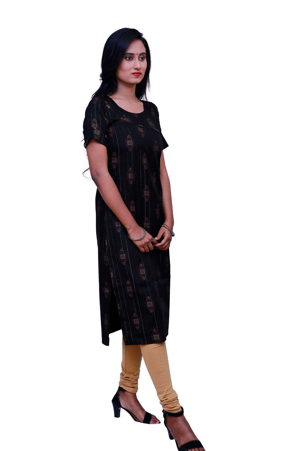 Women Printed Zari Line Straight Kurthi | S3X197