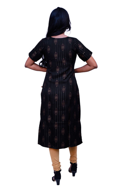 Women Printed Zari Line Straight Kurthi | S3X197