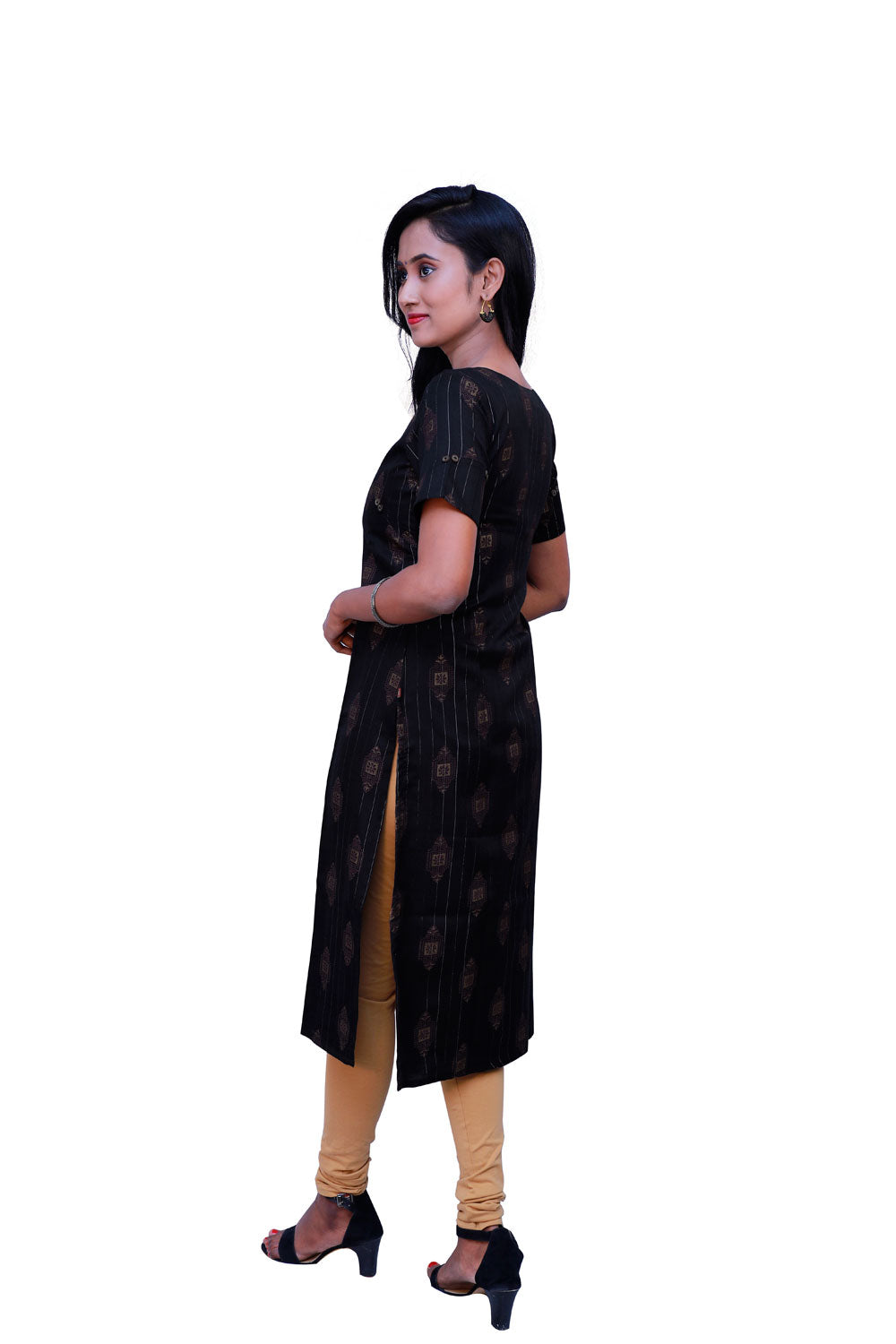 Women Printed Zari Line Straight Kurthi | S3X197