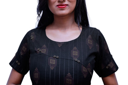 Women Printed Zari Line Straight Kurthi | S3X197