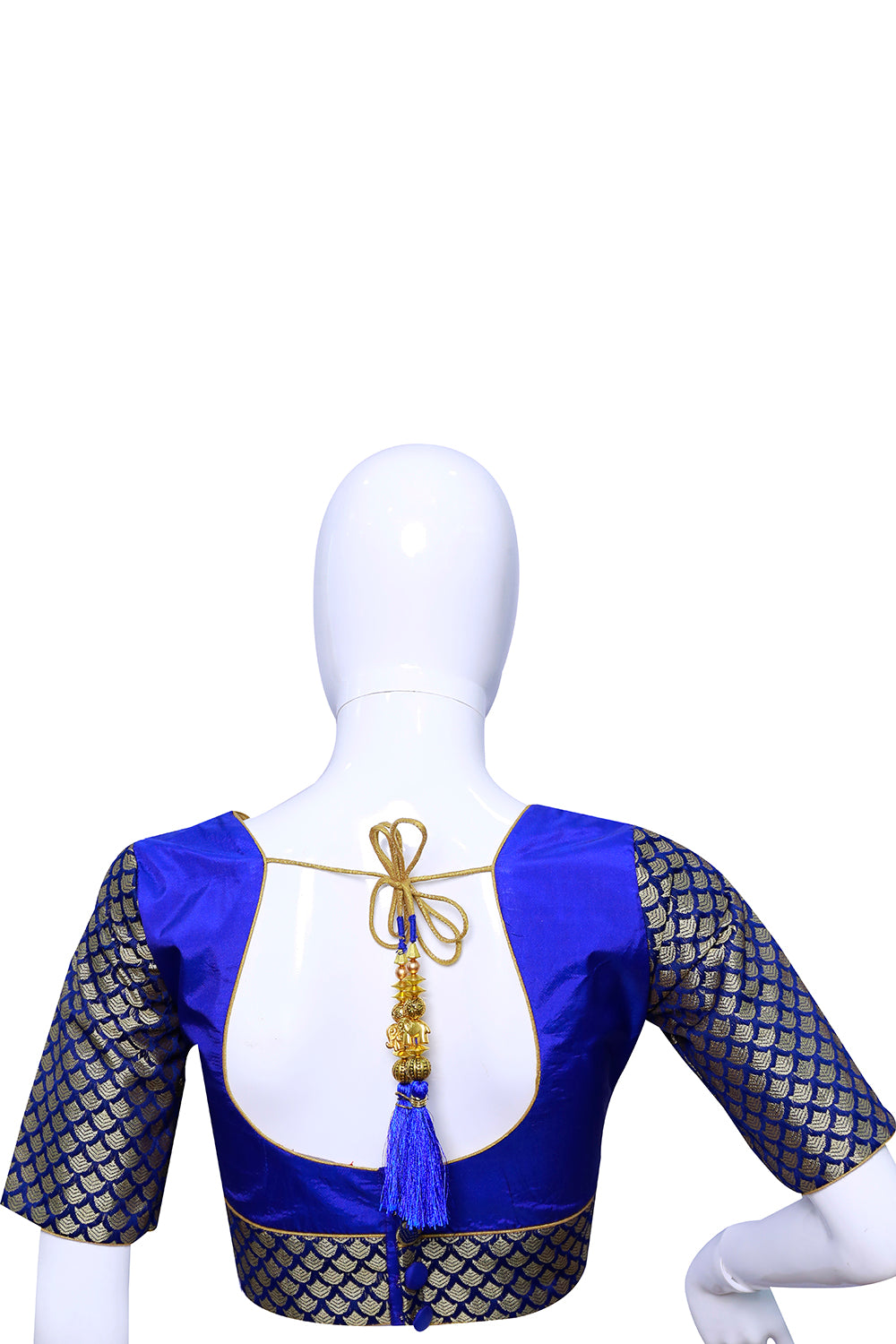 Broad Round Neck Blue Blouse | S3B30