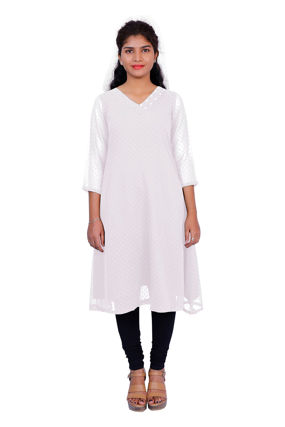 Textured Georgette A-line Kurti | S3K416B