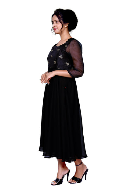 Solid Georgette Stitched Anarkali Gown | S3G399