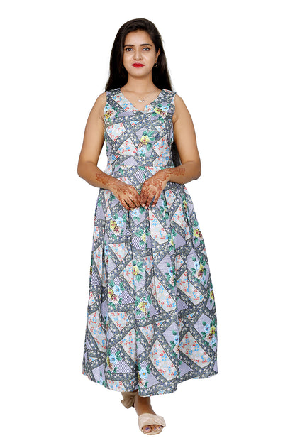 Womens Satin Forest Green Floral Print Maxi | S3G902