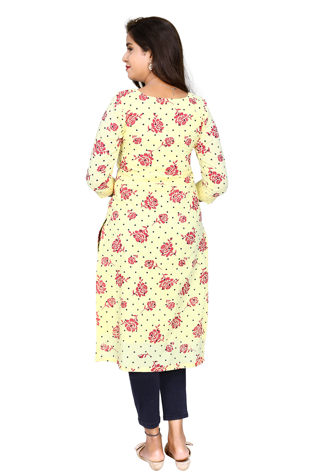 Buy Yellow Floral Straight Kurta Online at Best Price at Global Desi-  EE23GA001KUCTS