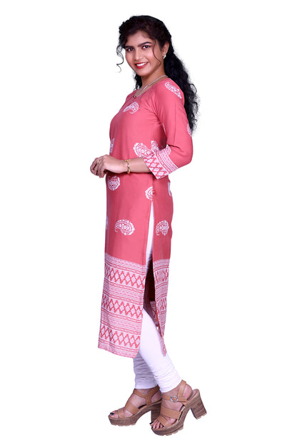 Printed Rayon Straight Kurta | S3K832