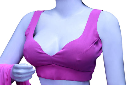 Women Pink Solid  Gerogett Ready Made Padded Blouse | S3B23