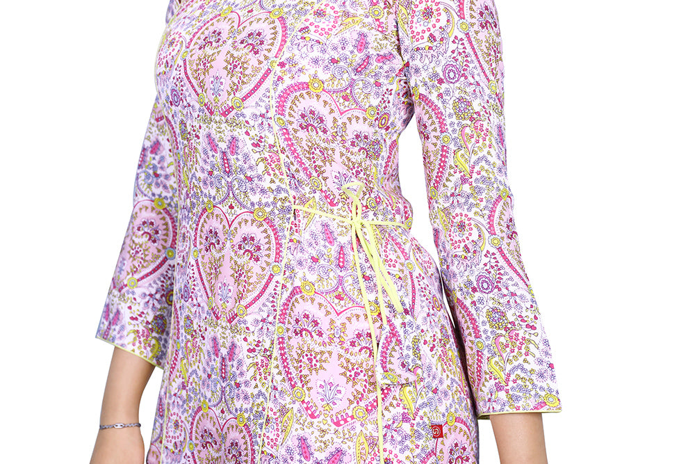 Pink Abstract Print Straight Fit kurti | S3G846