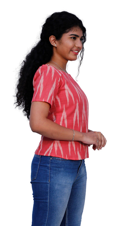 Casual Printed Women Pink Top | S3T579