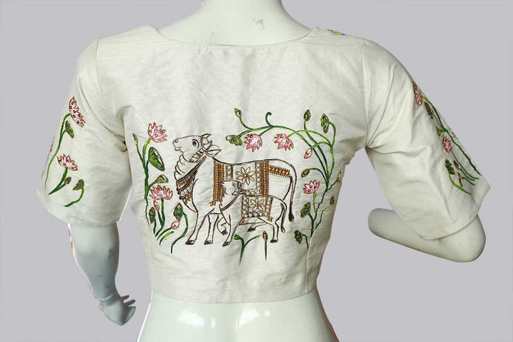 Pichwai Hand Painting with Magam Work Blouse | S3MB53