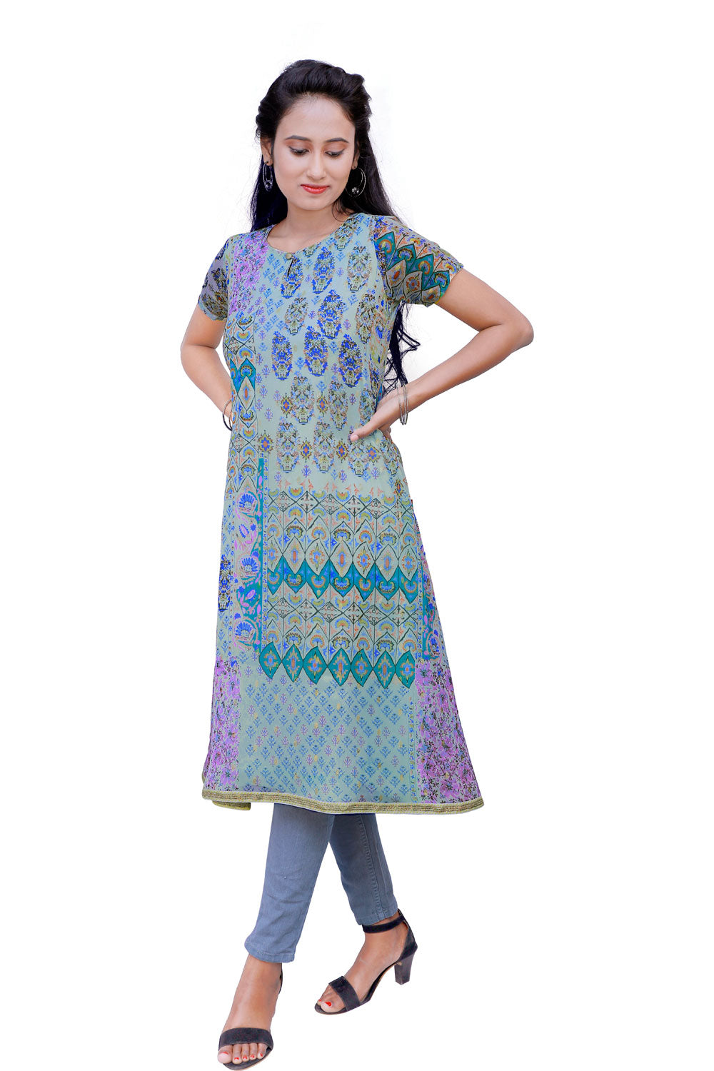 Abstract print straight Kurta | S3X188