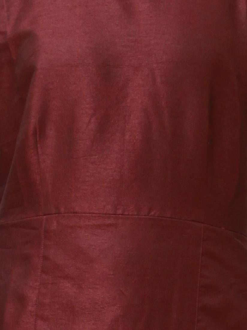 Dark Mulberry Sleeveless Raw Silk & Cotton Dress