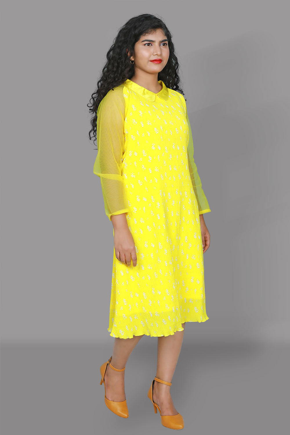 Yellow crushed One Piece Dress | S3G993