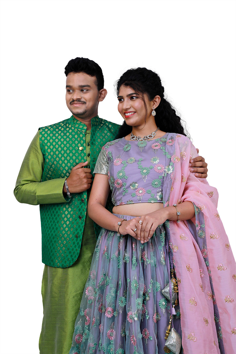 Men's Green&Gold Print Sherwani Set,Embroidery Lehenga Set Wedding Combo | S3WC2