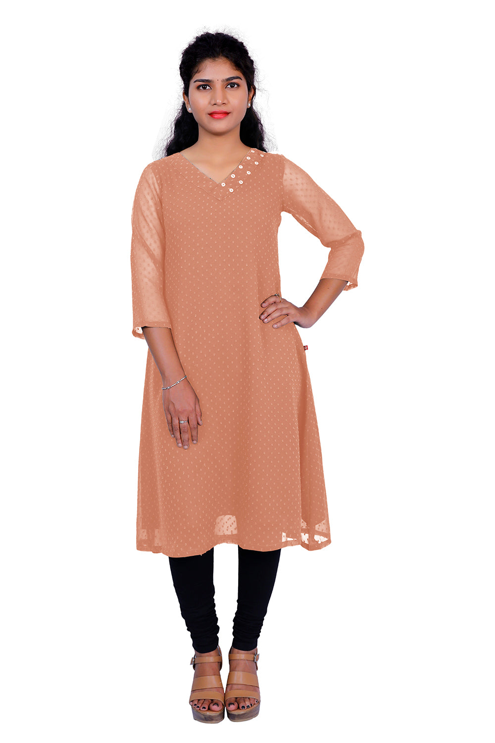 Textured Georgette A-line Kurti | S3K416A