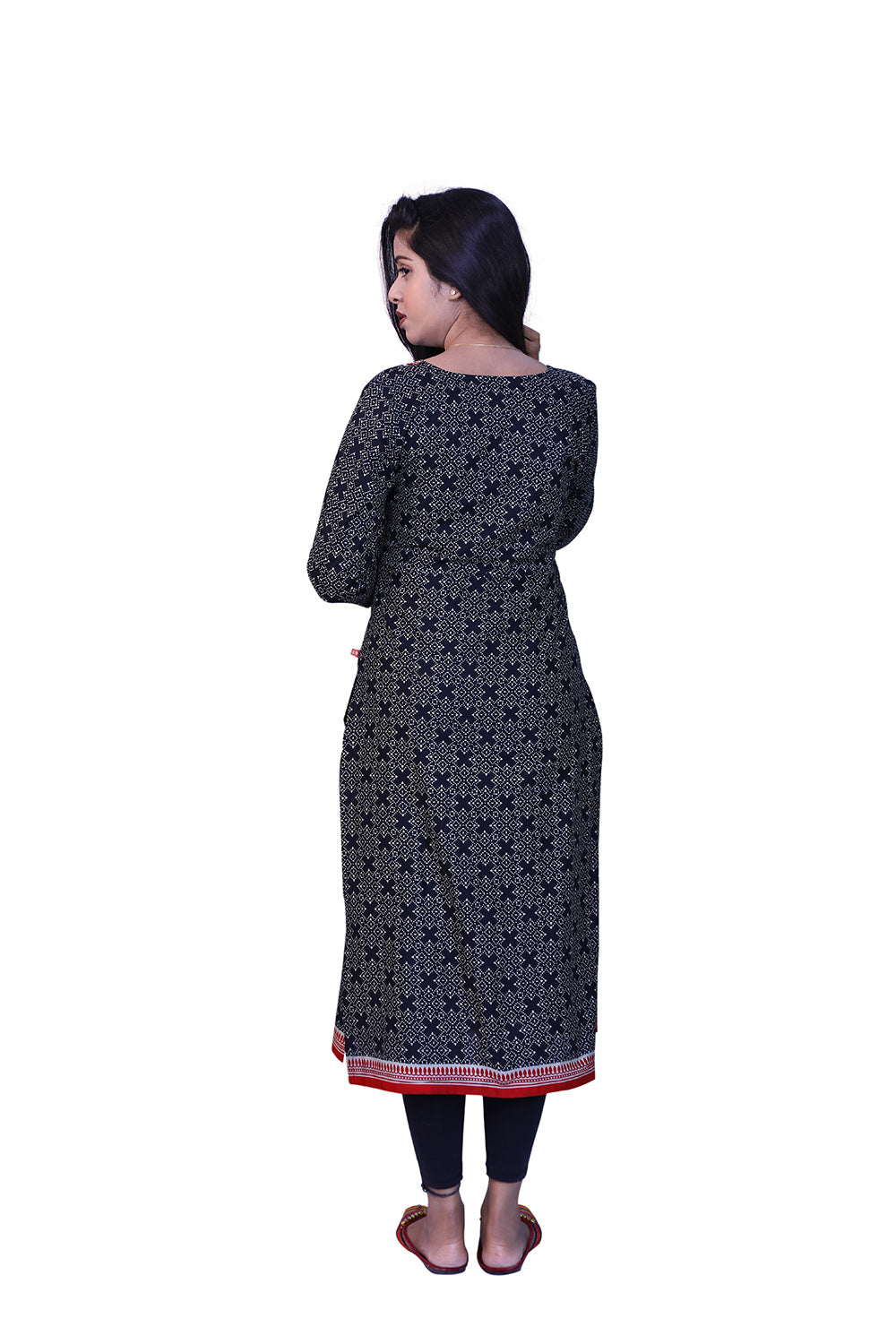 Black Printed Straight Kurta | S3K890