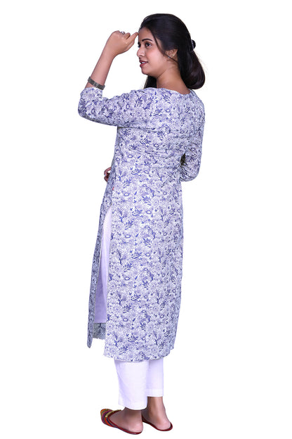 Women Floral Print Pure Cotton A-line Kurta | S3K835