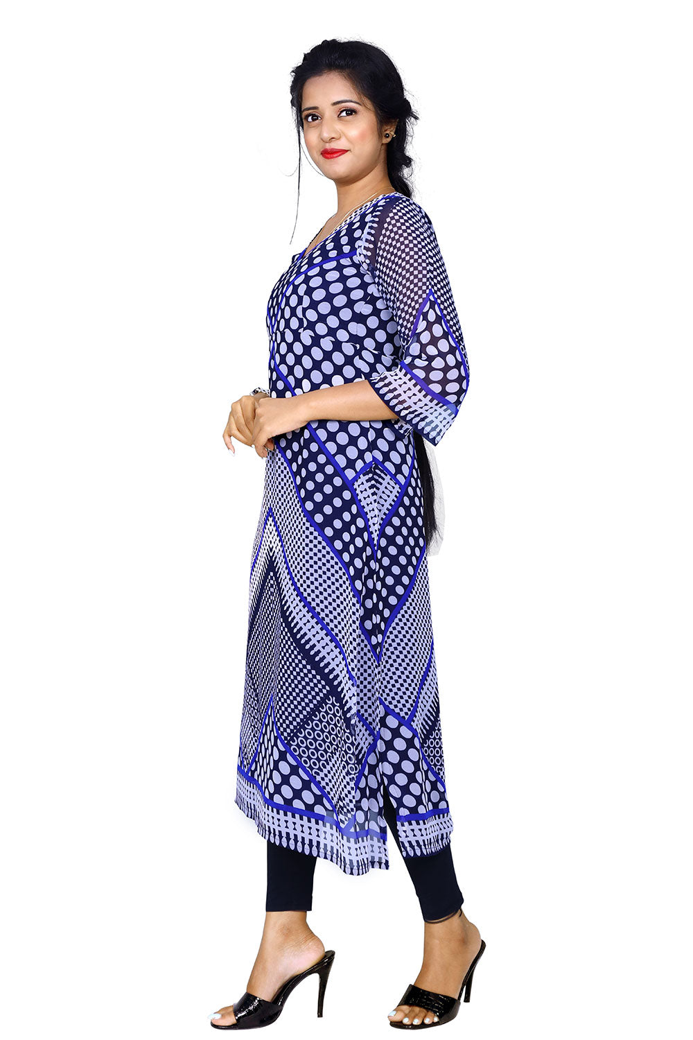 Blue Tie&Die Straight Fit Kurti | S3K833