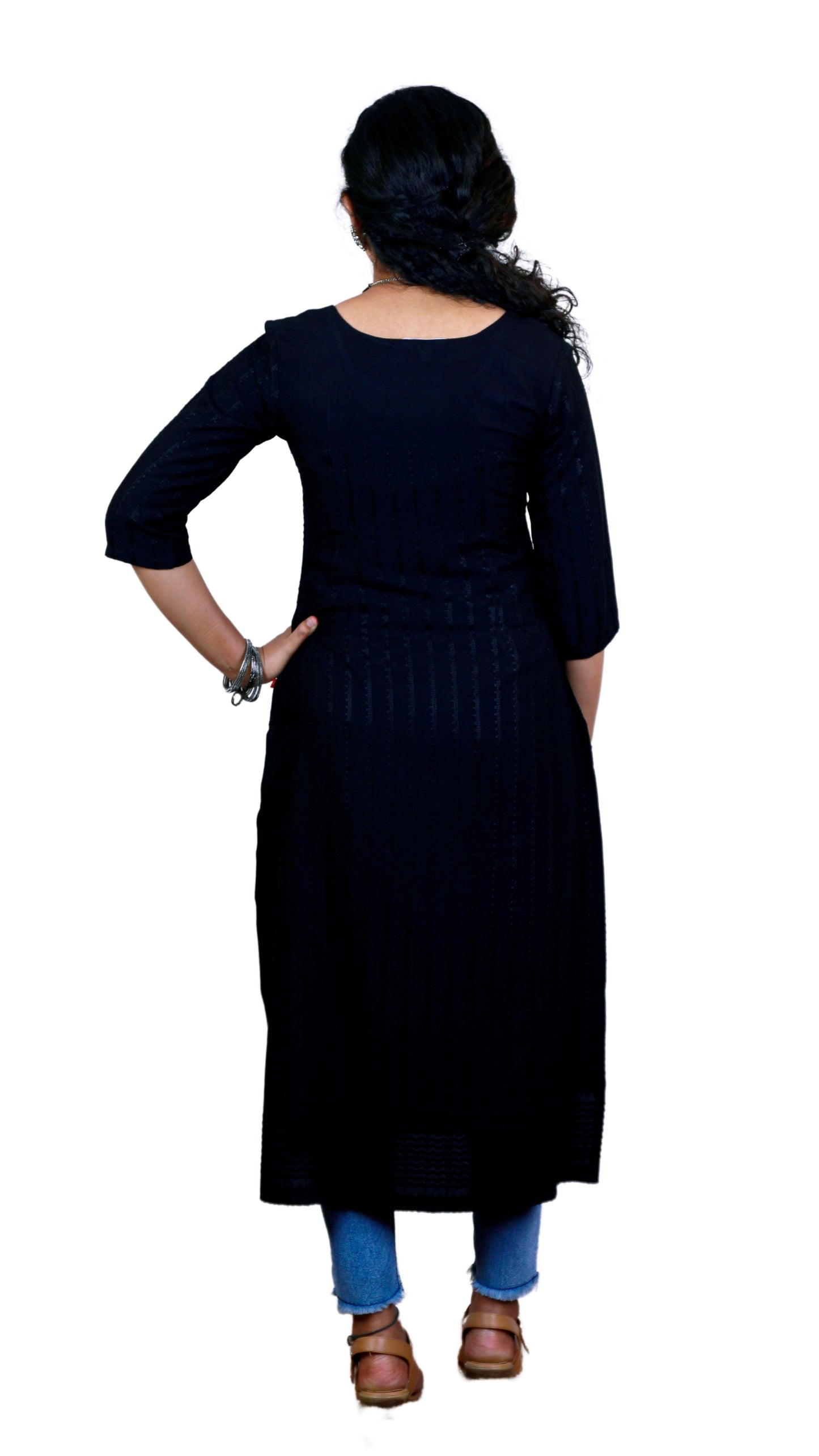 Women Black Color Regular Kurti | S3K323