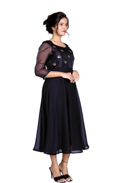 Solid Georgette Stitched Anarkali Gown | S3G399