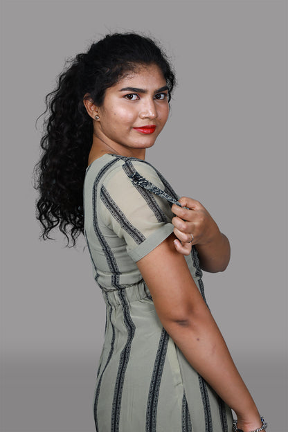 Squirrel grey printed gown |  S3G886