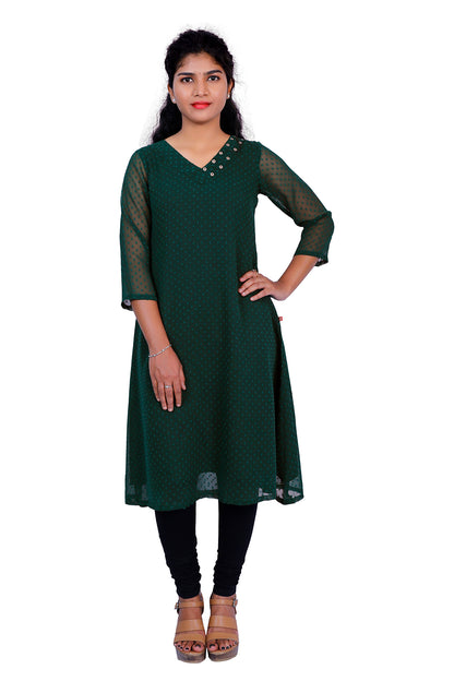 Textured Georgette A-line Kurti | S3K416A