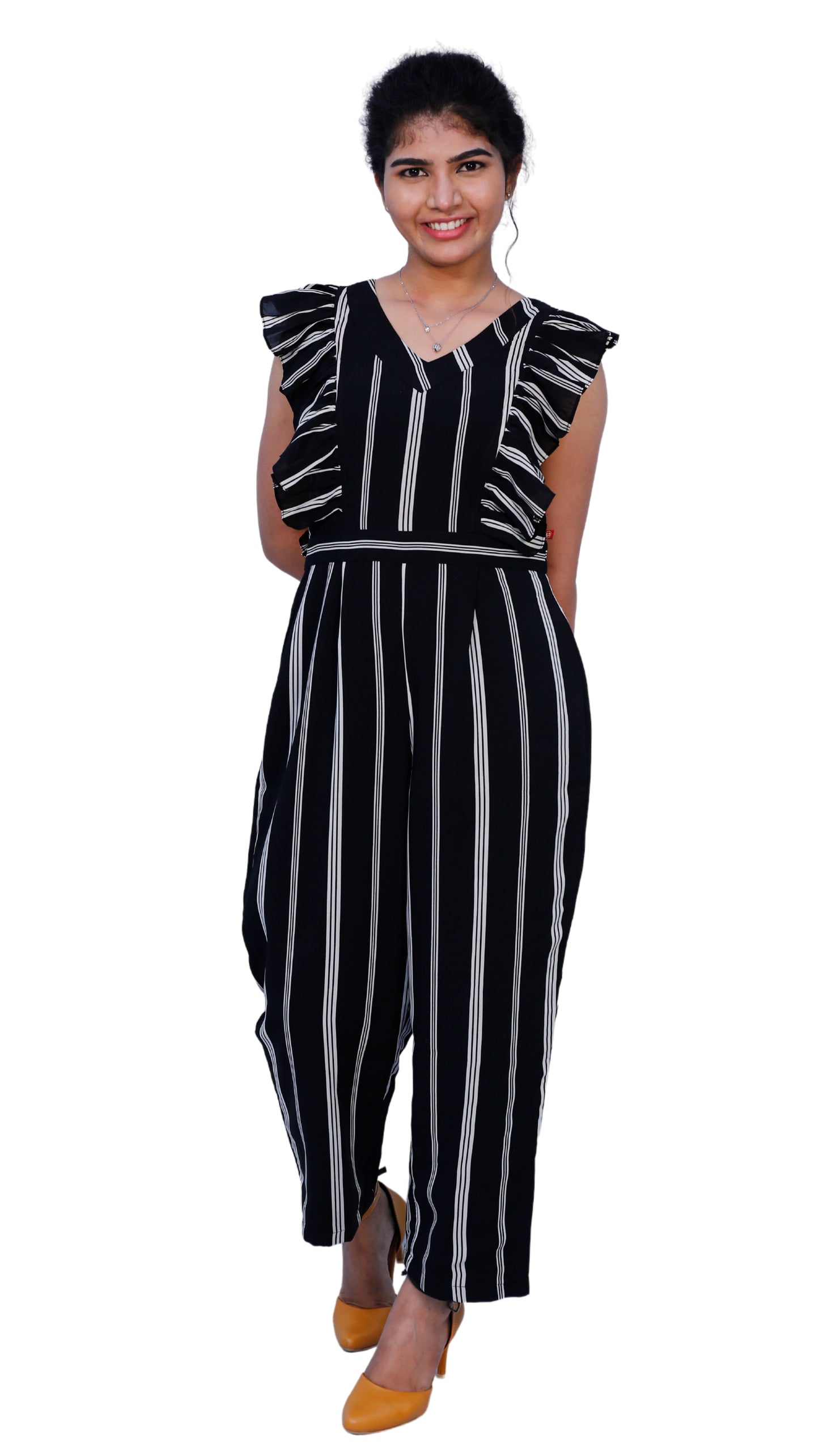 Striped Women Jumpsuit (black) | S3JS367