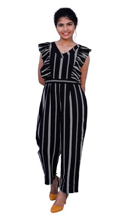 Striped Women Jumpsuit (black) | S3JS367