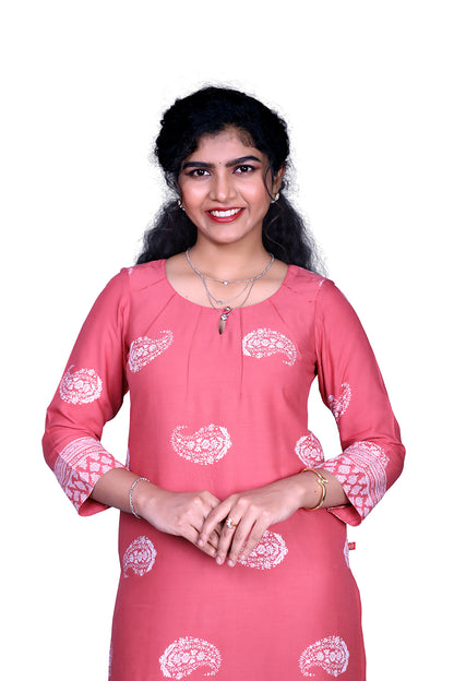 Printed Rayon Straight Kurta | S3K832