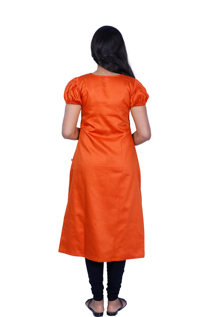 Peter pan Collar Neck with Floral Print Gathered Patch Indo Western Kurti | S3W181