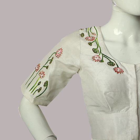 Pichwai Hand-Painted Maggam Work Blouse – Art Meets Embroidery | S3 Fashions | S3MB53