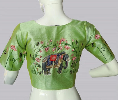 Pichwai Hand Painting with Magam Work Blouse | S3MB57