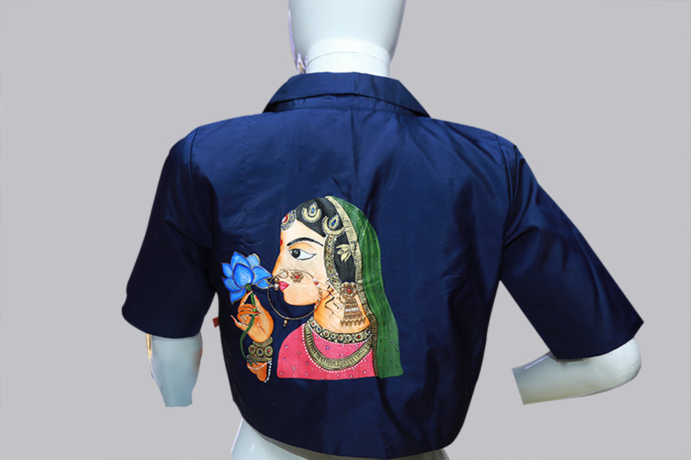 Tanjore Art Rajasthani hand Crafted Painting Blouse | S3B52