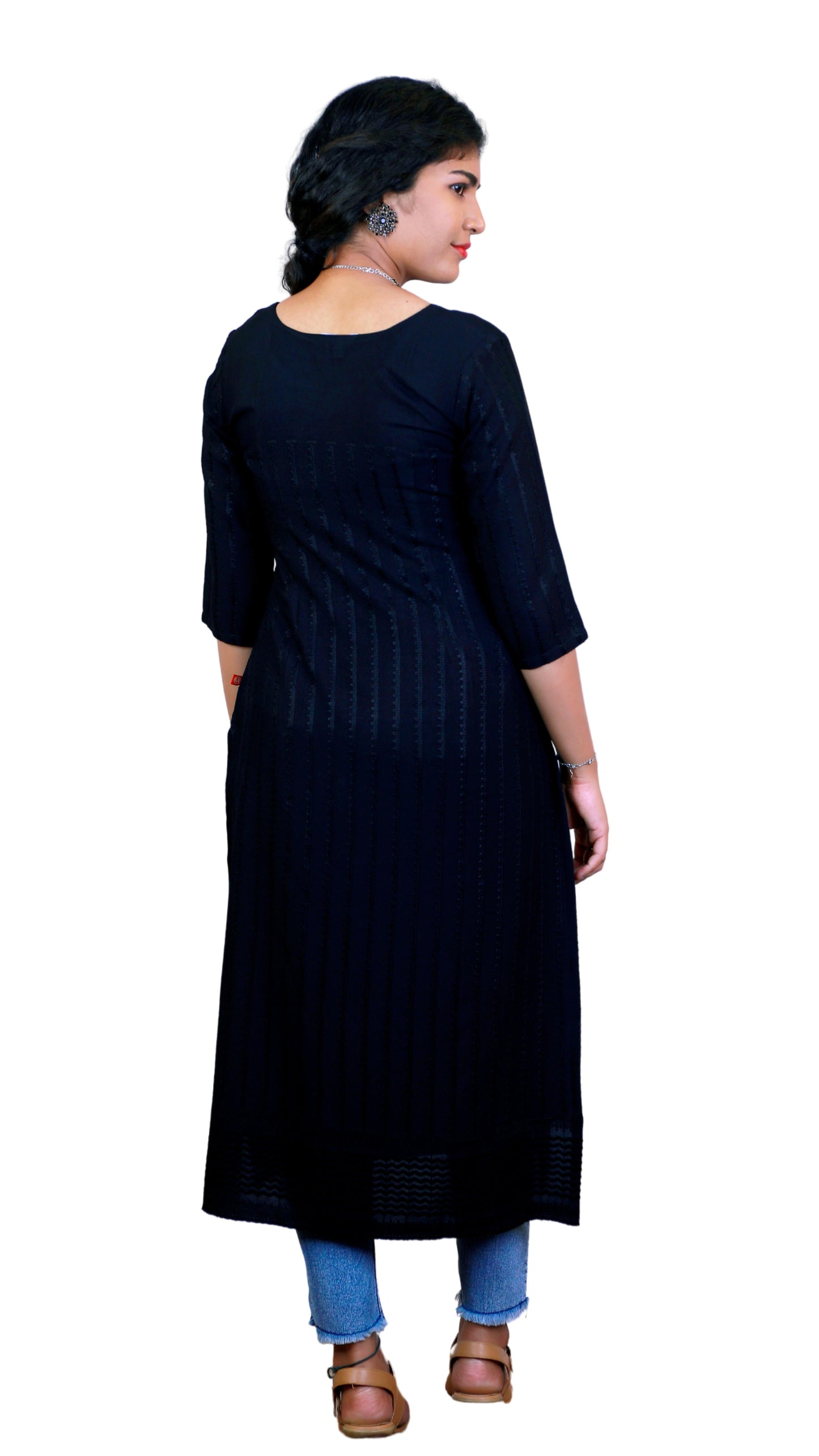 Women Black Color Regular Kurti | S3K323