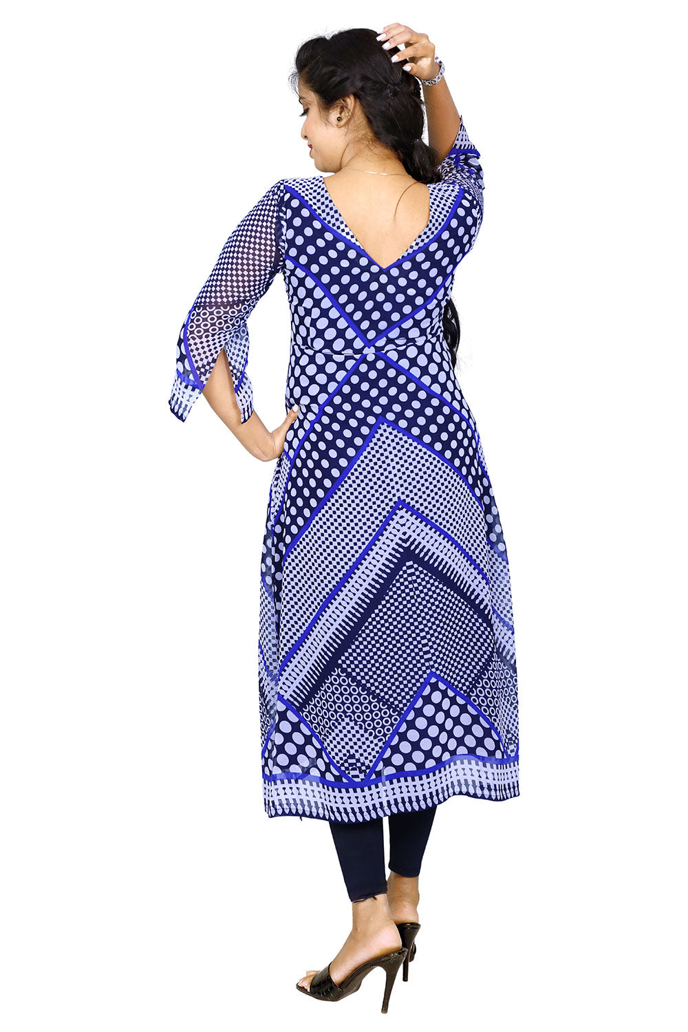 Blue Tie&Die Straight Fit Kurti | S3K833