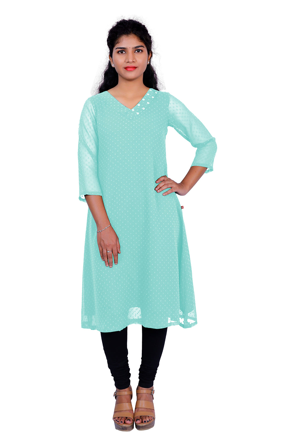 Textured Georgette A-line Kurti | S3K416A