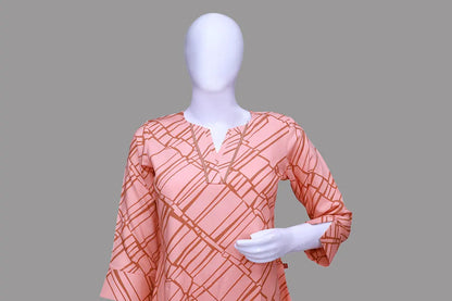 Peach Printed Straight Fit Kurti | S3X137