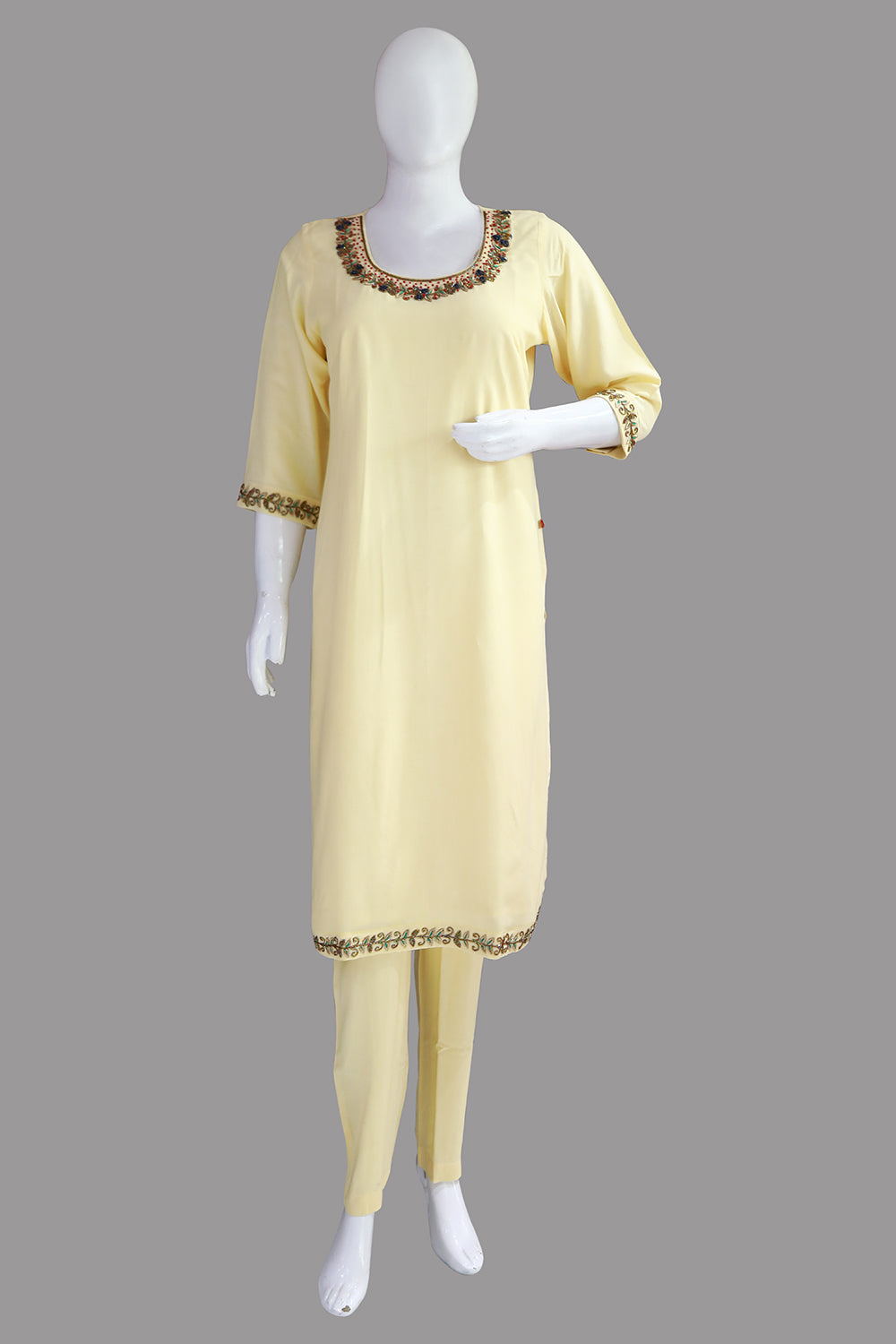 Cream Rayon Ethnic 3 Piece set | S3E