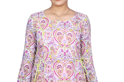 Pink Abstract Print Straight Fit kurti | S3G846